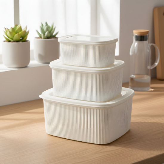 Plastic Tupperware Set - 3 Pieces